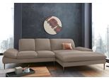 Ecksofa W.SCHILLIG "enjoy&MORE, Designsofa, bequem, zeitlos und elegant, L-Form", braun (stone z59), B:310cm H:87cm T:185cm, Chenille-Flachgewebe R66 (85% Polyester, 15% Nylon);Longlife Xtra-Leder Z59: Glattleder mit modischer Prägung. Hautstärke 0, 9 - 1, 1 mm;Stoff S37 (100% Polyester), Sofas, Ecksofa, Sitztiefenverstellung, Füße bronze pulverbeschichtet, Breite 310 cm