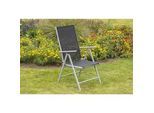 Gardenson Gartenklappsessel-Set , Schwarz , Metall, Textil , 57x108x65 cm , klappbar, inklusive Armlehnen , Gartenmöbel, Gartensessel, Gartenklappstühle