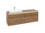 Villeroy und Boch Legato Waschtischunterschrank B689L0RH 160x55x50cm, Waschtisch links, mit LED-Beleuchtung, Kansas Oak