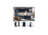 Vicco Eckunterschrank Fame-Line Weiß Dunkelblau Hochglanz 87 cm mit Arbeitsplatte Eiche