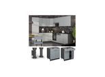 Vicco Schubunterschrank Fame-Line Anthrazit Hellblau-Grau gerahmt 80 cm mit Arbeitsplatte Anthrazit