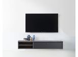 TV-Board HAMMEL FURNITURE "Mistral Fernsehschrank, Medienmöbel, Hängend", weiß (weiß, anthrazit stoff), B:133cm H:23cm T:32,5cm, Holzwerkstoff, MDF, Massivholz, Stoff, Sideboards, TV-Board, mit Klapptür mit Akustikstoff, Kabeldurchführung, Lowboard, B: 133 cm