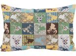 Dekokissen H.O.C.K. "Harry Hirsch Tegan Patch", bunt (grün, gelb, blau, gemustert), B:40cm H:10cm L:60cm, Baumwolle, Polyester, Dekokissen_Sitzkissen_Kissenhüllen, mit kleinen Hirschmotiven, Kissenhülle mit Füllung, 1 Stück