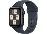 Smartwatch APPLE "Watch SE (2024)", schwarz (mitternacht), Smartwatches, 40mm, ohne eSIM, S/M, Sport Band, Topseller