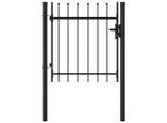 vidaXL Zauntor Einzelflügel mit Speerspitzen Stahl 1 x 1 m Schwarz