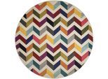 Teppich FLAIR RUGS "Bolero", bunt (multi), H:10mm Ø:160cm, Polypropylen, Teppiche, Teppich, fußbodenheizungsgeeignet, geometrisches Muster, gemustert, Zickzack