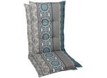 Hochlehnerauflage GO-DE, blau (blau, grau), B:120cm H:8cm T:50cm, Bezug: 65% Polyester, 35% Baumwolle, Polsterauflagen
