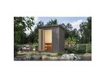 Saunahaus KARIBU "Talo 1", grau (terragrau), Bio-Ofen, externe Steuerung, (ohne Ofen), Saunen, Bio Ofen 9 kW, externe Steuerung, mit Energiespartür
