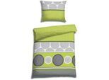 Florella Bettwäsche , Grau, Grün , Textil , geometrisch , 140x200 cm , Oeko-Tex® Standard 100, Oeko-Tex® Made IN Green , pflegeleicht, atmungsaktiv, hautfreundlich, schadstoffgeprüft , Heimtextilien, Bettwäsche & Leintücher, Bettwäsche, Renforcé-Bettwäsche
