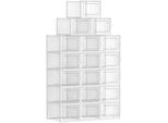 Boxxx Schuhbox , Weiß, Transparent , Kunststoff , 18 Fächer , 35x19x25.2 cm , Ordnen & Aufbewahren, Kleideraufbewahrung, Kleidersäcke & Vakuumbeutel