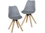 Mid.you Stuhl-Set , Grau , Holz, Kunststoff, Textil , Kautschukholz , massiv , konisch , 48x89x48 cm , Esszimmer, Stühle, Esszimmerstühle