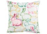 Novel Kissenhülle , Multicolor , Textil , Hase , 45x45 cm , Heimtextilien, Bezüge, Kissenbezüge