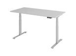 Venda Schreibtisch , Grau, Silberfarben , Metall, Holzwerkstoff , rechteckig , Kufe , 80x64.5-129.5x160 cm , höhenverstellbar , Büromöbel, Büromöbel-Sets & Büromöbel-Serien, Büromöbelserien