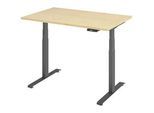 Venda Schreibtisch , Graphitfarben, Ahornfarben , Metall, Holzwerkstoff , rechteckig , Kufe , 80x64.5-129.5x120 cm , höhenverstellbar , Büromöbel, Büromöbel-Sets & Büromöbel-Serien, Büromöbelserien
