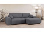 Ecksofa HOME AFFAIRE "Santenay mit Bettfunktion und Bettkasten, Maße: B/T/H 266/164/90 cm", grau, B:266cm H:90cm T:164cm, 100% Polyester, Sofas, Ecksofa, L-Form mit Wellenfederung, Schlaffläche: 140x213 cm, auch in Cord