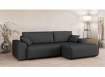 Ecksofa HOME AFFAIRE "Santenay mit Bettfunktion und Bettkasten, Maße: B/T/H 266/164/90 cm", grau (anthrazit), B:266cm H:90cm T:164cm, 100% Polyester, Sofas, Ecksofa, L-Form mit Wellenfederung, Schlaffläche: 140x213 cm, auch in Cord