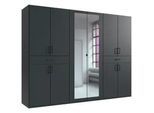 Carryhome Drehtürenschrank , Graphitfarben , Kunststoff , 2 Fächer , 2 Schubladen , 270x208x58 cm , BQ - Bündnis für Qualität, Made in Germany, DIN EN ISO 9001 , Typenauswahl, in verschiedenen Größen erhältlich, in verschiedenen Holzdekoren erhältlich , Schlafzimmer, Komplette Schlafzimmer und Serien, Schlafzimmerserien