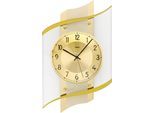 Funkwanduhr AMS "F5515", gold (goldfarben), Wanduhren, B/H/L: 29cm x 8cm x 48cm, Quarzuhr,Holz,Glas,Wohnzimmer,Esszimmer,Küche,Made in Germany,Büro