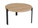 Mid.you Couchtischset , Schwarz, Eichefarben , Metall, Holzwerkstoff , 2-teilig , rund , Flachrohr , 60x80x80 cm , einfacher Aufbau , Wohnzimmer, Wohnzimmertische, Satztische