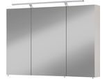 Spiegelschrank WELLTIME "Torino made in Germany", weiß (kreideweiß), B:100cm H:75cm T:15,7cm, FSC-zertifizierter Holzwerkstoff, Schränke, Spiegelschrank, Breite 100 cm, 3-türig, LED-Beleuchtung, Schalter-/Steckdosenbox