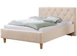 Polsterbett "Sunley 100", beige (beige, natur), B:163cm L:210cm, Struktur (100% Polyester), Strukturstoff (100% Polyester), GUIDO MARIA KRETSCHMER HOME & LIVING, Betten, Kreuzsteppung, Kopfteilhöhe 102 cm, ohne oder mit Matratze/Lattenrost