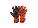 Torwarthandschuhe REUSCH "Attrakt Gold X Evolution GluePrint", Damen, Gr. 8,5, orange (orange, blau), 74% Elastodien, 21% Polyester, 5% Polyamid, mehrfarbig, Handschuhe, mit Evolution Cut