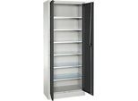 Schäfer Shop Select Materialschrank MSI 2409, Stahl, 6 Fachböden, B 950 x T 400 x H 1935 mm, lichtgrau/anthrazitgrau