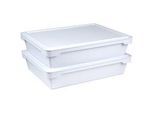 Pizzateigboxen, Behälter weiß, 2 Pizzaballenboxen + 2 Deckel