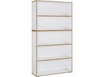 Mid.you Aktenregal , Weiß, Honigeiche , Holzwerkstoff , 3 Fächer , 100x183x33 cm , stehend , Büromöbel, Büroregale, Aktenregale