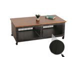 Couchtisch MCW-N28, Sofatisch, Rollen 2 Fächer, 3D-Struktur Industrial Retro Metall Holz 45x120x60cm ~ schwarz, braun