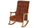 Schaukelstuhl MCW-K10, Relaxsessel, Holz MVG Stoff/Textil Chenille (465g/m²) ~ terrakotta, Gestell natur