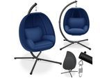 KESSER® Luxe Hängesessel mit Gestell + weicher Sitzkissen, Seitenpolsterung, Sitz- und Rückenkissen Hängekorb Indoor & Outdoor, Garten Schaukel Korb Hängestuhl Stabiler Standfuß, max. 150 kg
