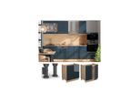 Vicco Spülenunterschrank Fame-Line Eiche Dunkelblau Hochglanz 80 cm mit Arbeitsplatte Weiß-Marmor