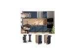 Vicco Schubunterschrank Fame-Line Eiche Dunkelblau Hochglanz 40 cm mit Arbeitsplatte Anthrazit