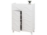 Kommode MCW-N86, Schrank Sideboard Anrichte, 3D-Wellen-Design Push-to-open Türen 107x76x36cm ~ weiß