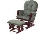 Relaxsessel MCW-C76, Schaukelstuhl Schwingstuhl mit Hocker Stoff Chenille (465g/m²) Öko-Tex ~ grün, Gestell dunkel