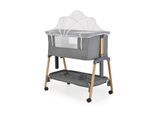 Cangaroo Babybett, Beistellbett Adoro, verstellbar, Matratze, Moskitonetz, Räder grau