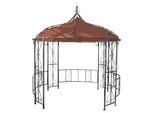 Pergola Cabrera, Rundpavillon Garten Pavillon, stabiles Stahl-Gestell Ø 3m ~ terracotta-braun