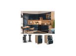 Vicco Schubladenunterschrank Fame-Line Eiche Dunkelblau Hochglanz 50 cm mit Arbeitsplatte Eiche