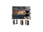 Vicco Apothekerunterschrank Fame-Line Eiche Dunkelblau Hochglanz 30 cm mit Arbeitsplatte Anthrazit