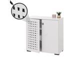 Kommode MCW-N87, Sideboard Schrank Anrichte, 3D-Flecht-Design 2 Türen 3 Staufächer Soft-Close, 82x80x37cm ~ weiß