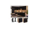 Vicco Schubunterschrank Fame-Line Eiche Schwarz gestreift 80 cm mit Arbeitsplatte Anthrazit