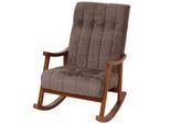 Schaukelstuhl MCW-K10, Relaxsessel, Holz MVG Stoff/Textil Chenille (465g/m²) ~ braun, Gestell Walnuss-Optik