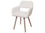 Esszimmerstuhl MCW-A50 II, Stuhl Küchenstuhl Polsterstuhl, Holz Stoff/Textil Chenille (465g/m²) MVG ~ creme