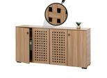 Sideboard MCW-N87, Kommode Schrank Anrichte, 3D-Flecht-Design 4 Türen 9 Staufächer 83x159x37cm ~ braun