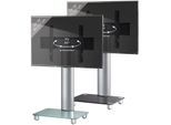 VCM TV Standfuß 32-70 Zoll VESA max. 600x400 Fernseh Ständer aus Alu und Glas TV Ständer Maße ca. H. 100 x B. 60 x T. x 44 cm Fernsehstand Tosal