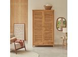 Kleiderschrank Schrank aus Teakholz Schlafzimmer 195 cm Lattenoptik