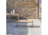 Gartenbank Bank Teak Edelstahl Lattenoptik Massivholz Tikamoon