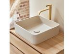 Quadratischer Waschtisch Thais aus cremefarbenem Terrazzo