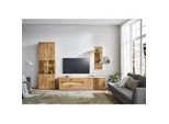 Linea Natura Wohnwand , Alteiche , Metall , Eiche , furniert, massiv , 11x Holz/ 1x Glas Fächer , 2 Schubladen , 282.1x206.9x50.2 cm , Beimöbel erhältlich , Wohnzimmer, Wohnwände, Komplette Wohnwände